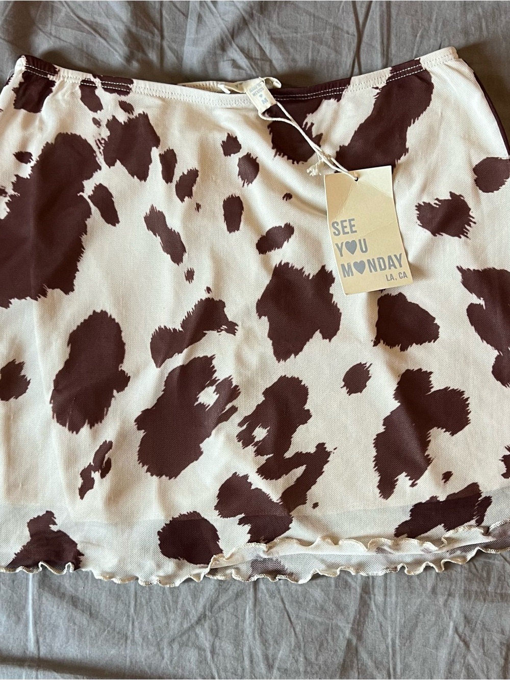 SEE YOU MONDAY Brown and Cream Cow Spot Mini